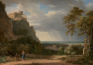 Paesaggio classico con figure e scultura da Pierre Henri de Valenciennes